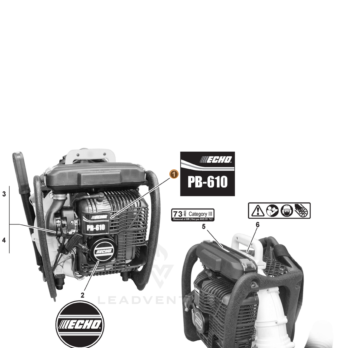 ECHO part X503002221 — IPL diagram snippet (6x zoom, amber highlight)