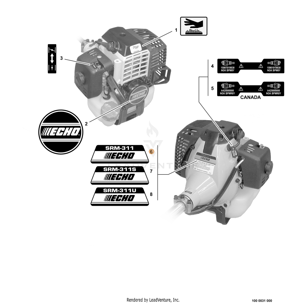 ECHO part X503002660 — IPL diagram snippet (6x zoom, amber highlight)