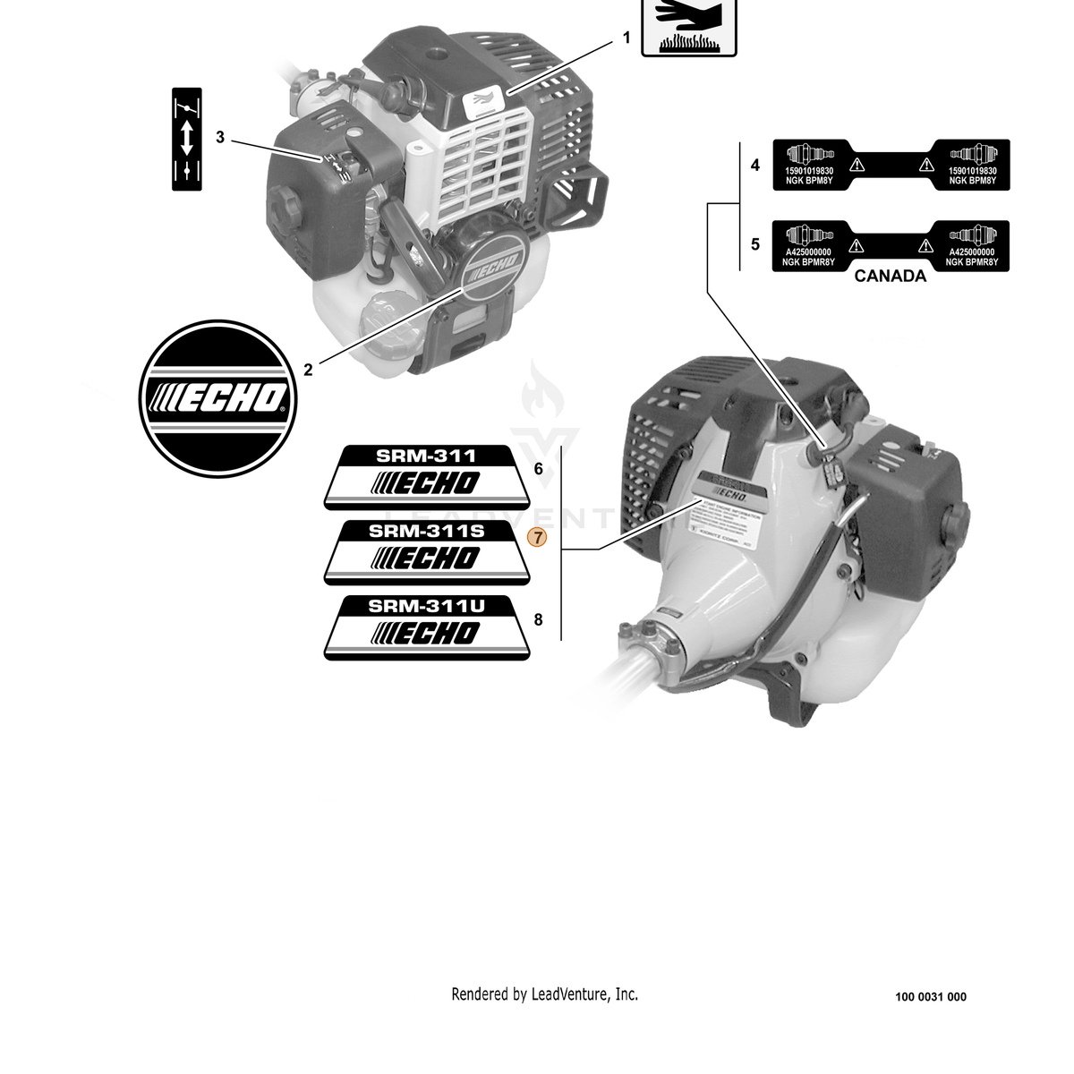 ECHO part X503002670 — IPL diagram snippet (6x zoom, amber highlight)