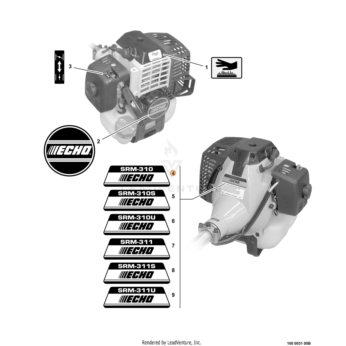 ECHO part X503002810 — IPL diagram snippet (6x zoom, amber highlight)