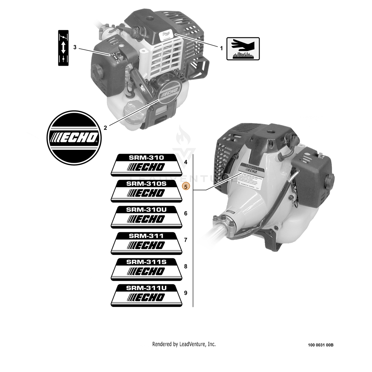 ECHO part X503002820 — IPL diagram snippet (6x zoom, amber highlight)