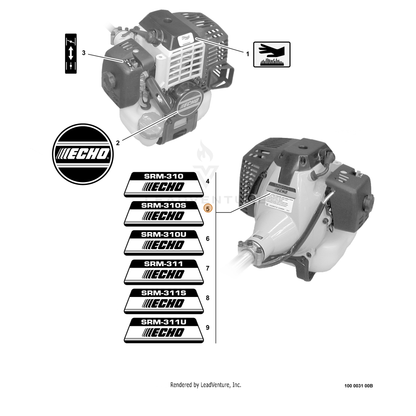 ECHO part X503002820 — IPL diagram snippet (6x zoom, amber highlight)