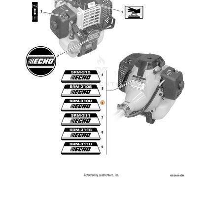 ECHO part X503002830 — IPL diagram snippet (6x zoom, amber highlight)