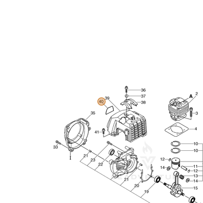ECHO part X503002880 — IPL diagram snippet (6x zoom, amber highlight)