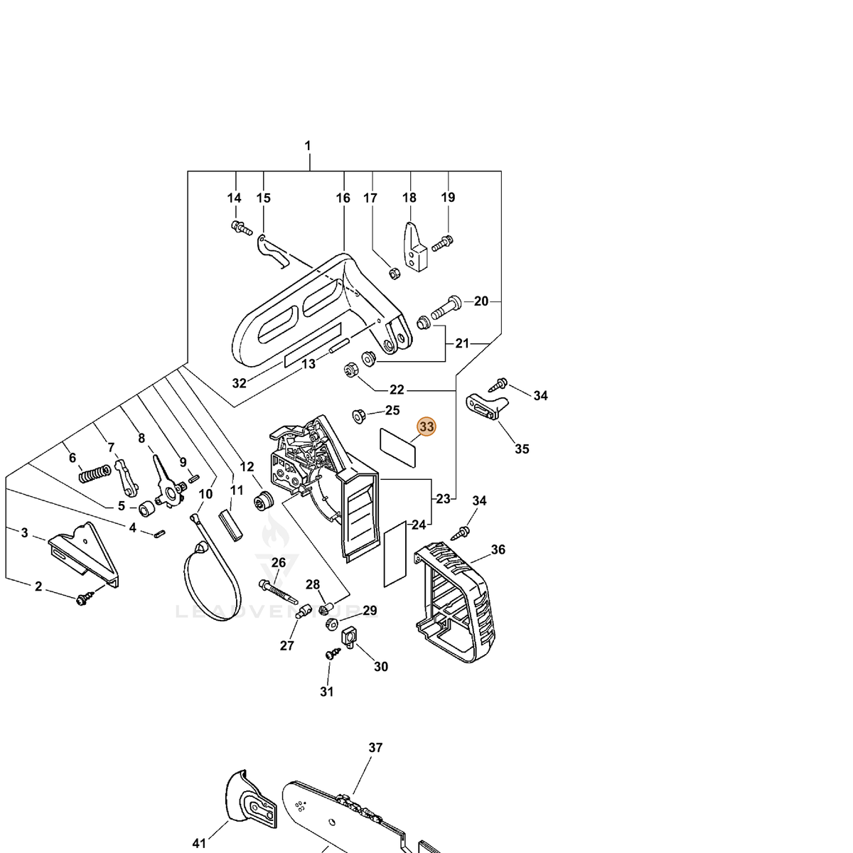 ECHO part X503002900 — IPL diagram snippet (6x zoom, amber highlight)