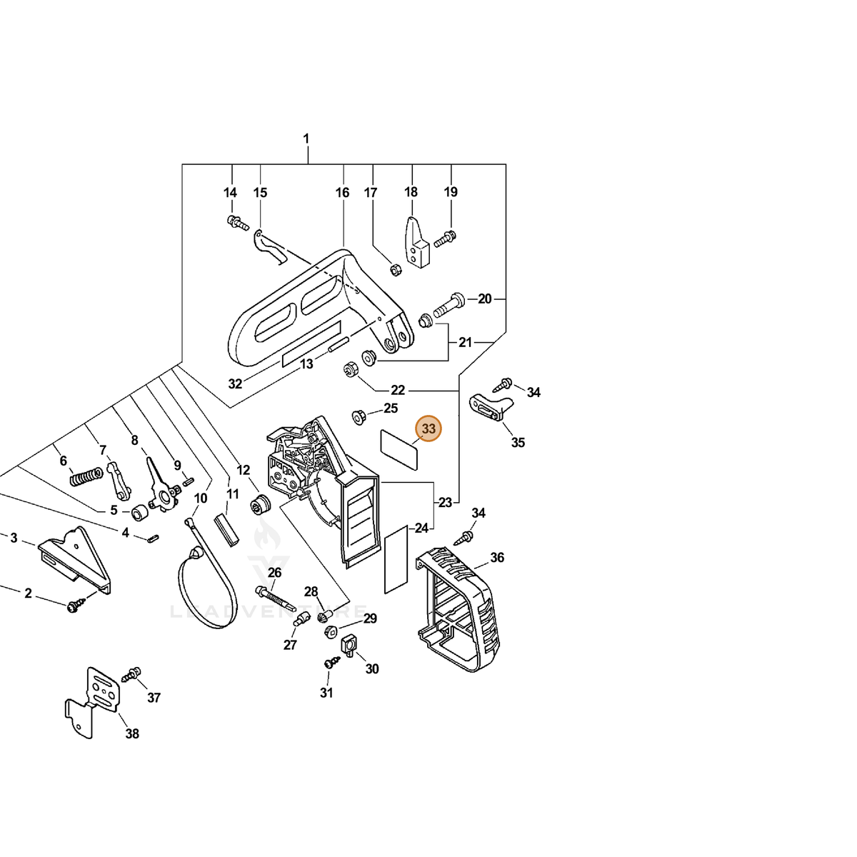 ECHO part X503002910 — IPL diagram snippet (6x zoom, amber highlight)