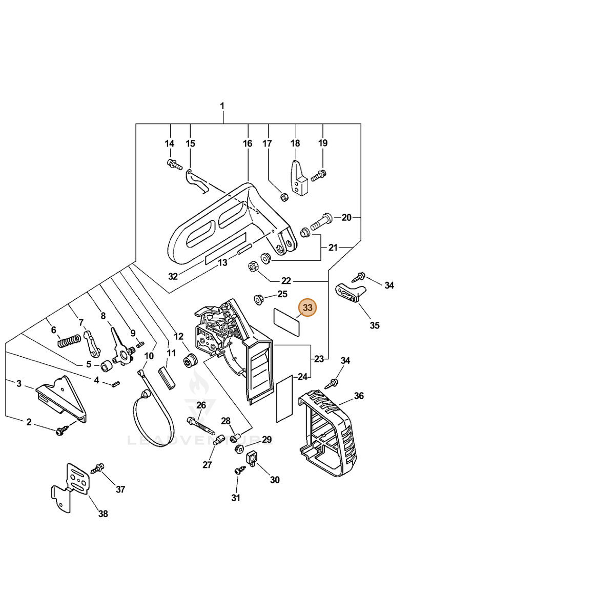 ECHO part X503002920 — IPL diagram snippet (6x zoom, amber highlight)