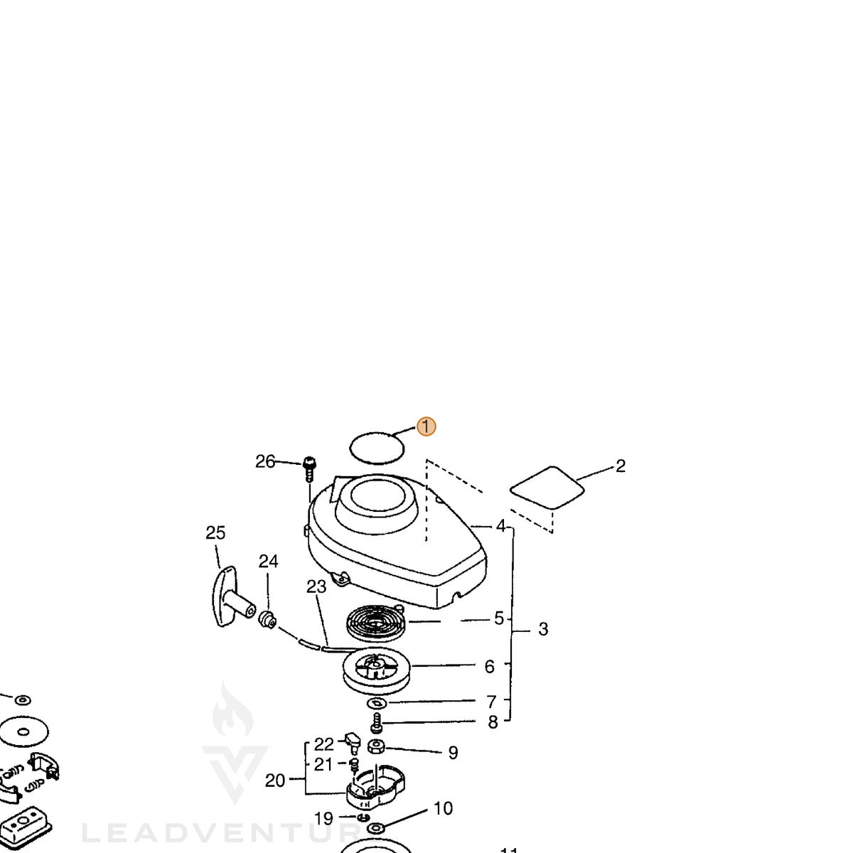 ECHO part X503002950 — IPL diagram snippet (6x zoom, amber highlight)