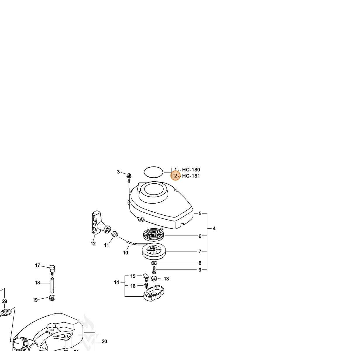 ECHO part X503002960 — IPL diagram snippet (6x zoom, amber highlight)