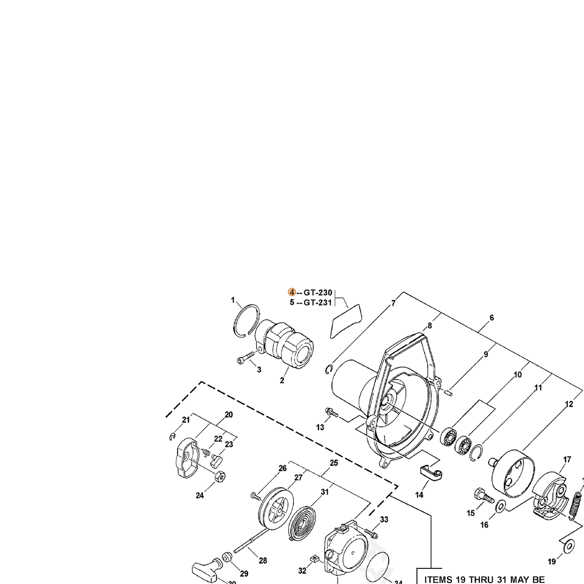 ECHO part X503003070 — IPL diagram snippet (6x zoom, amber highlight)