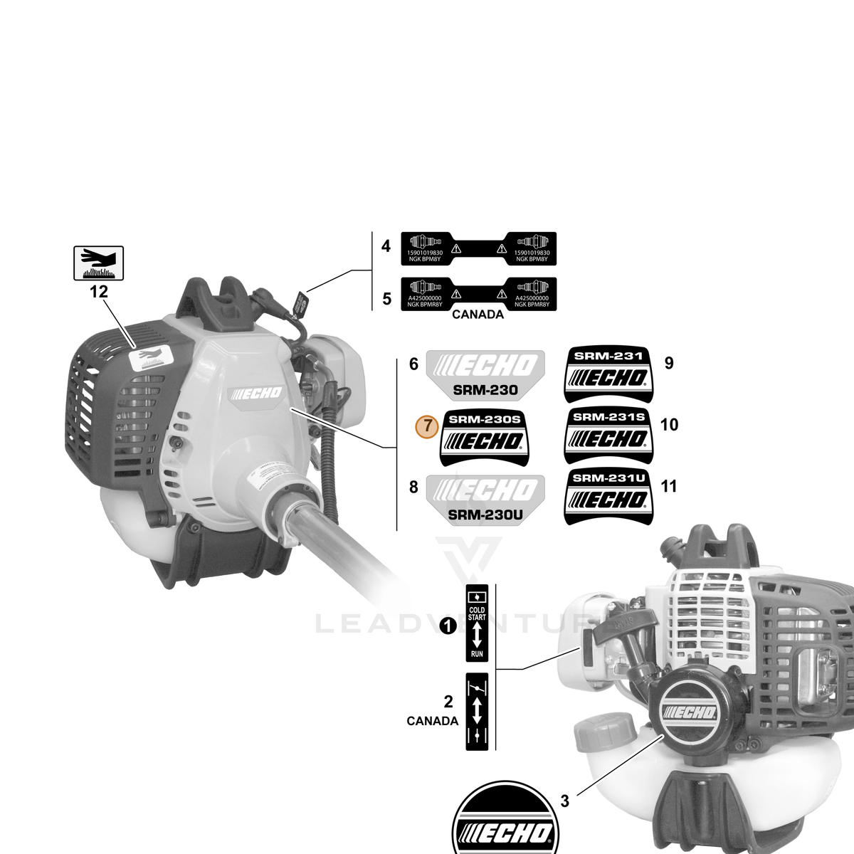 Genuine ECHO - Label, Model - X503003080 | Oakboro Tractor