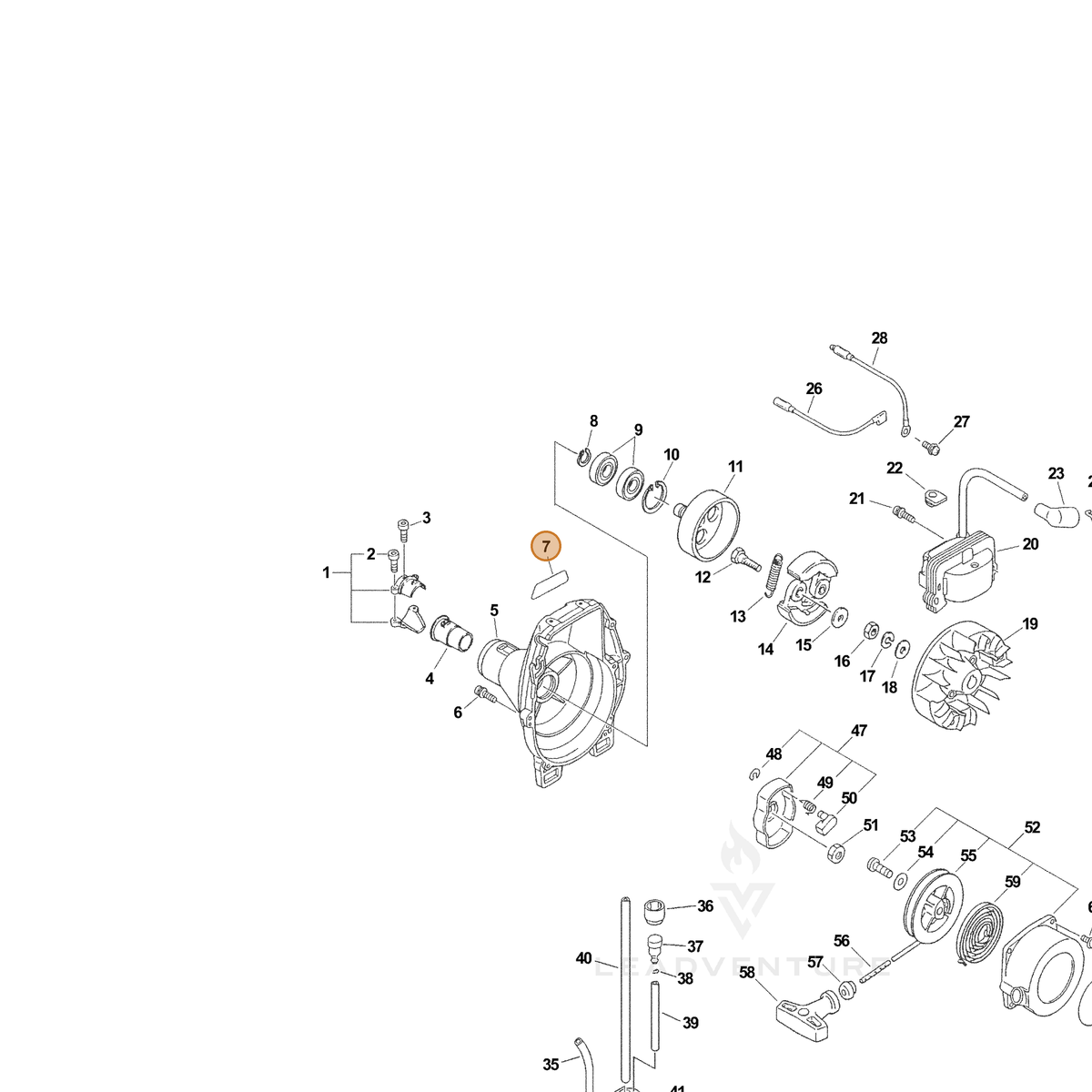 ECHO part X503003310 — IPL diagram snippet (6x zoom, amber highlight)