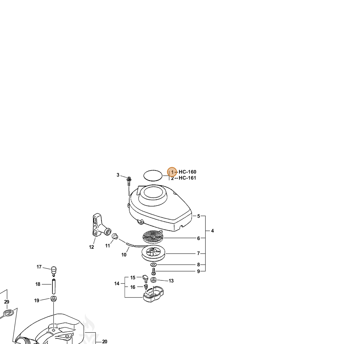 ECHO part X503003690 — IPL diagram snippet (6x zoom, amber highlight)