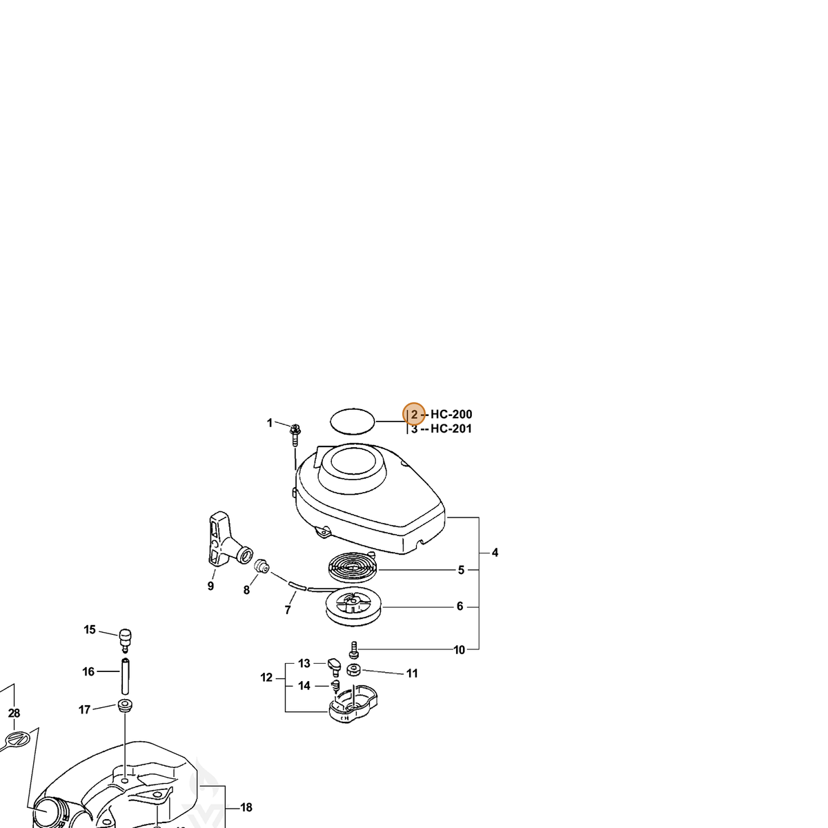 ECHO part X503003700 — IPL diagram snippet (6x zoom, amber highlight)