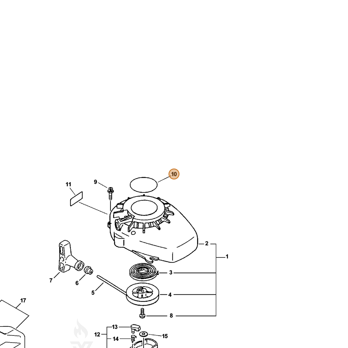 ECHO part X503003720 — IPL diagram snippet (6x zoom, amber highlight)