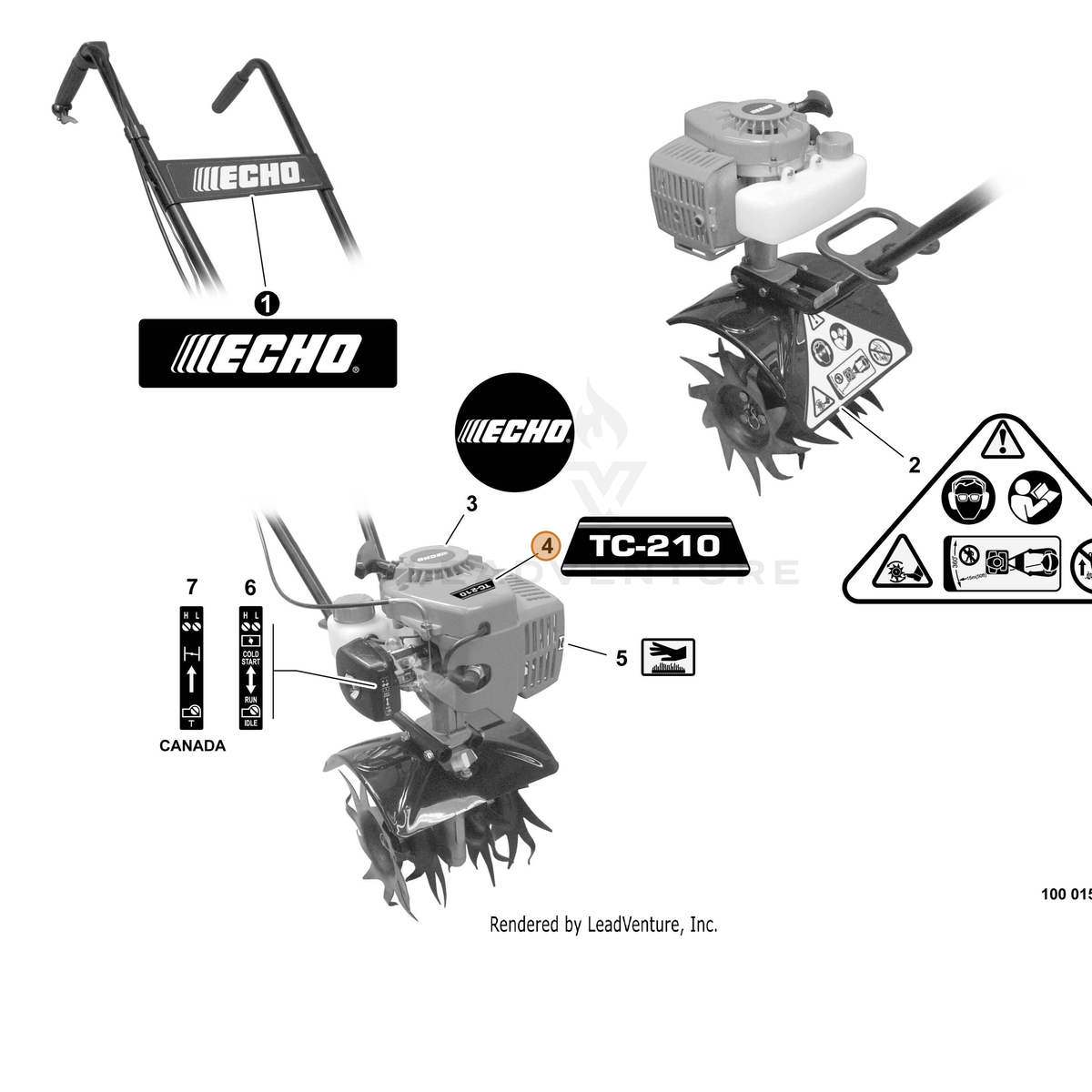 ECHO part X503003760 — IPL diagram snippet (6x zoom, amber highlight)