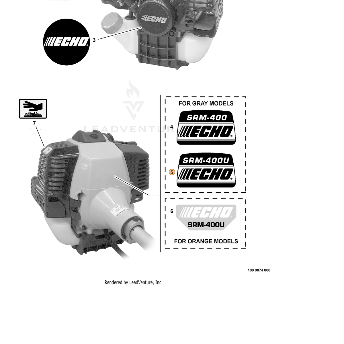 ECHO part X503004780 — IPL diagram snippet (6x zoom, amber highlight)
