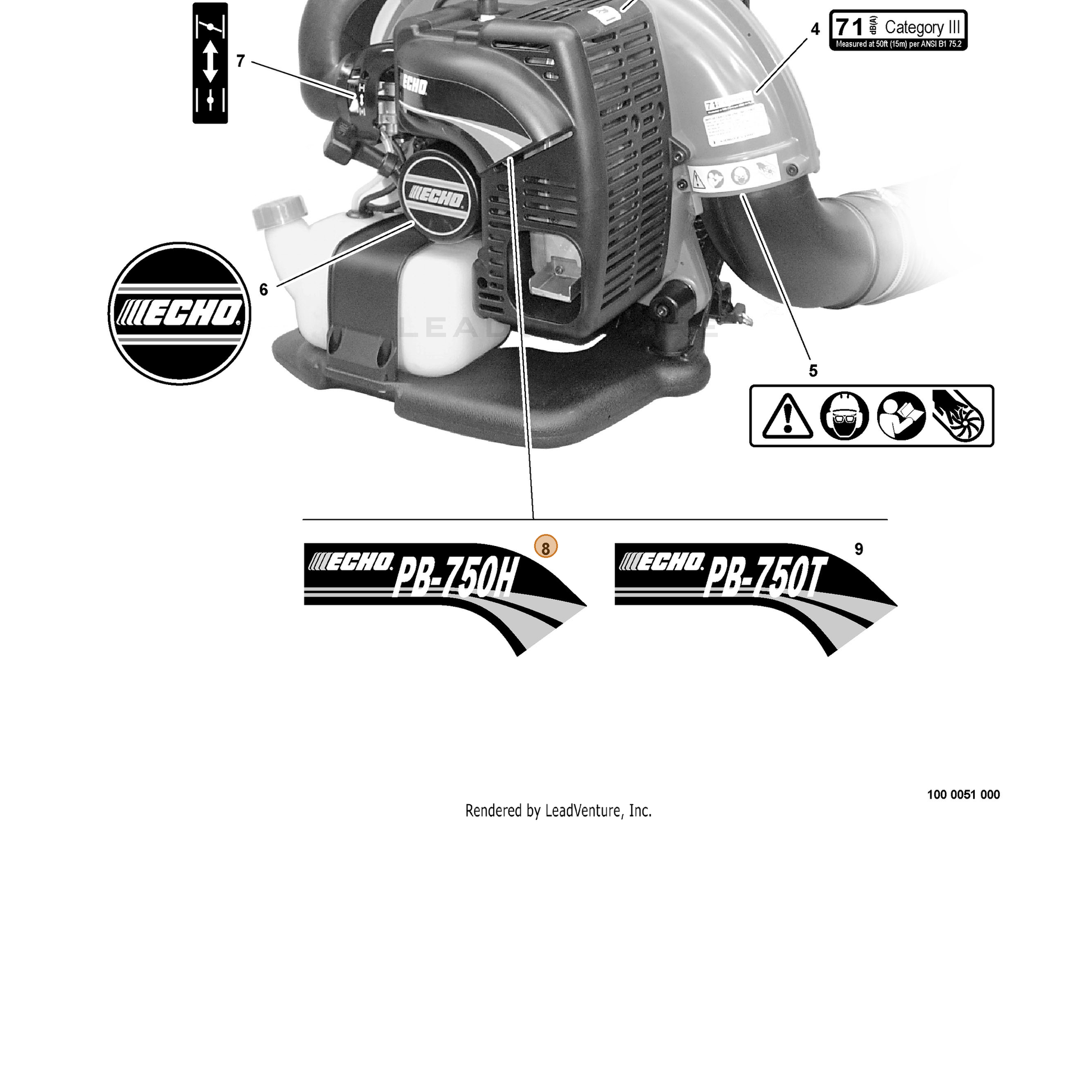 ECHO part X503004890 — IPL diagram snippet (6x zoom, amber highlight)