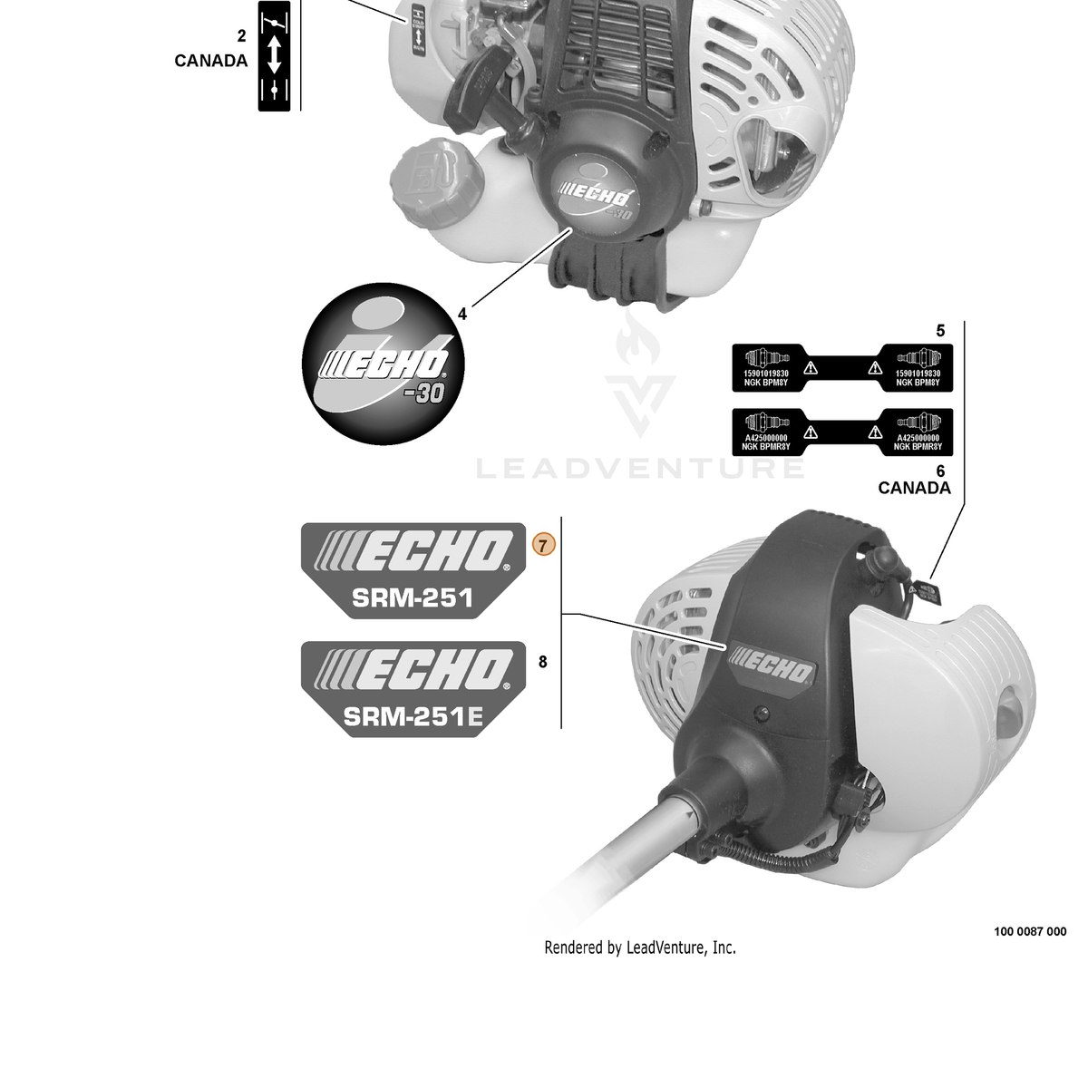 ECHO part X503006150 — IPL diagram snippet (6x zoom, amber highlight)