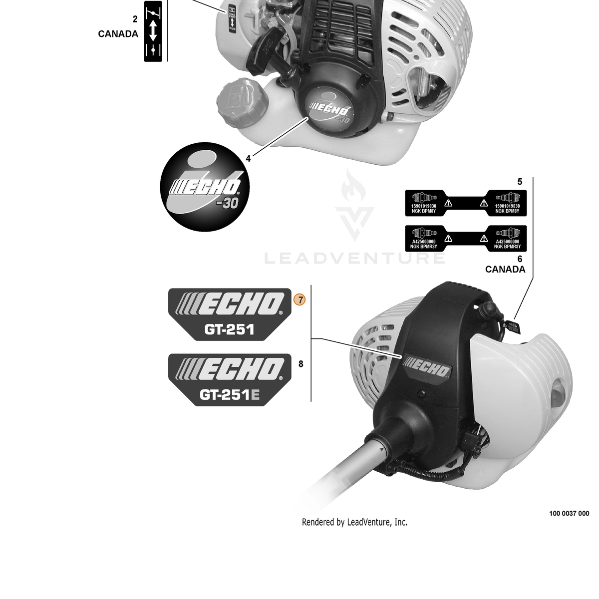 ECHO part X503006170 — IPL diagram snippet (6x zoom, amber highlight)