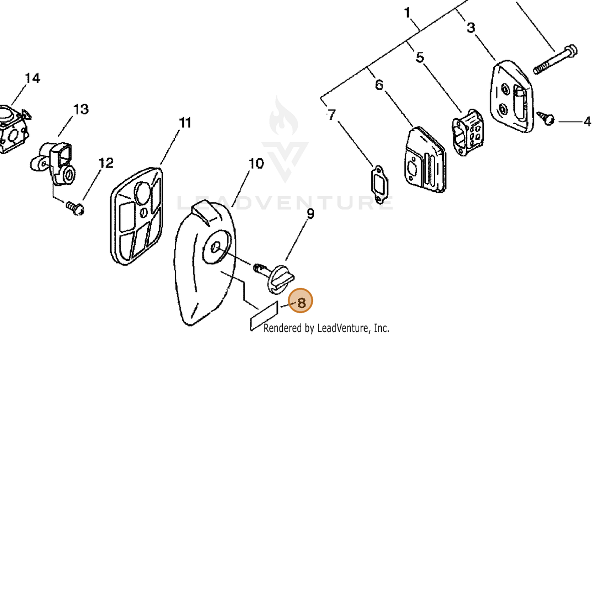 ECHO part X503006190 — IPL diagram snippet (6x zoom, amber highlight)