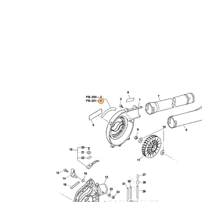 ECHO part X503007260 — IPL diagram snippet (6x zoom, amber highlight)