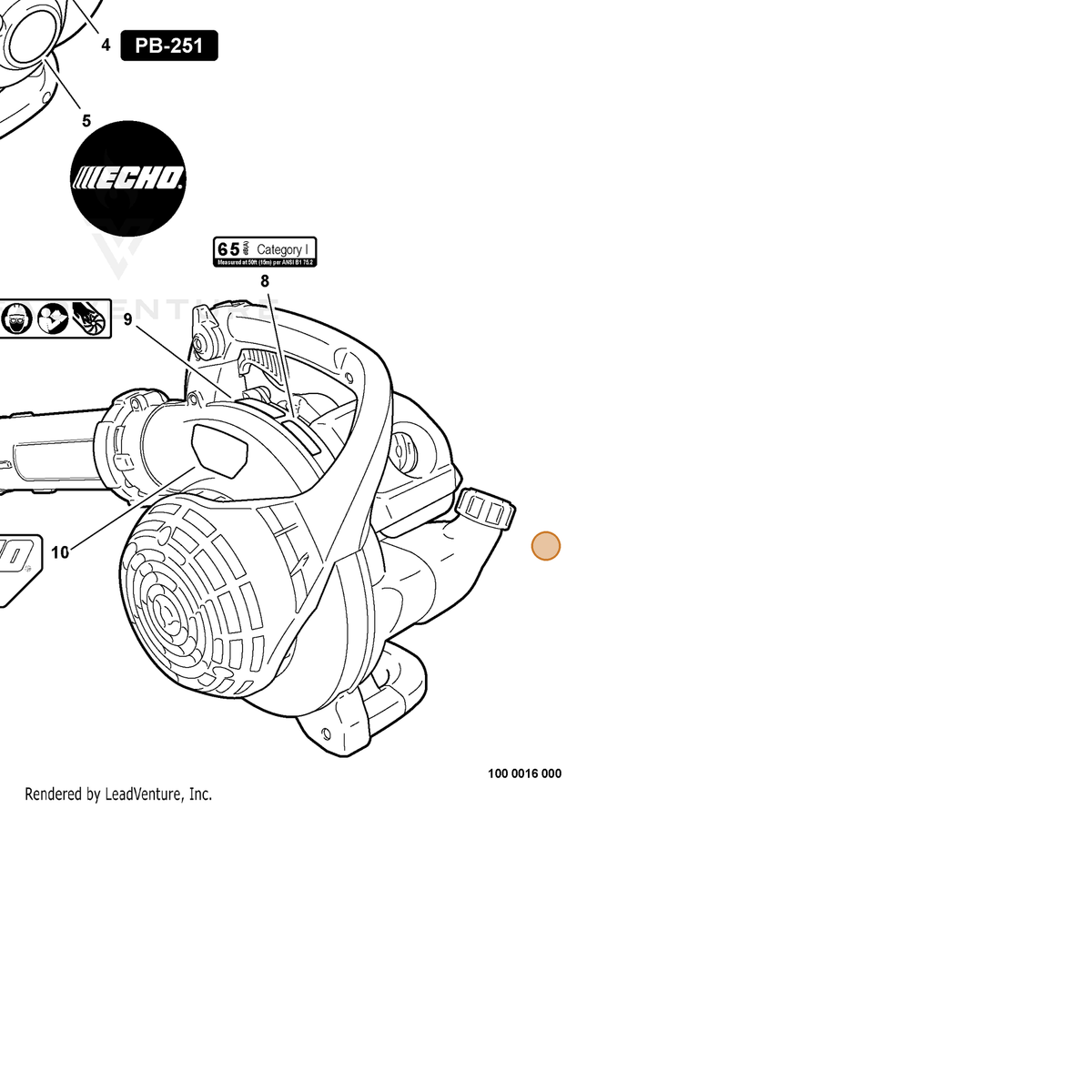 ECHO part X503008160 — IPL diagram snippet (6x zoom, amber highlight)