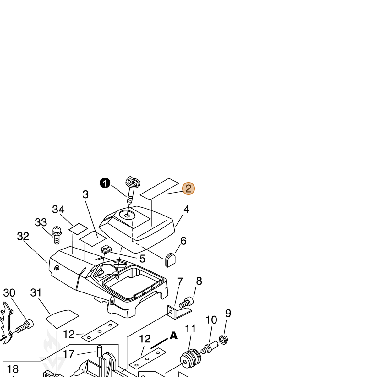 ECHO part X503008310 — IPL diagram snippet (6x zoom, amber highlight)