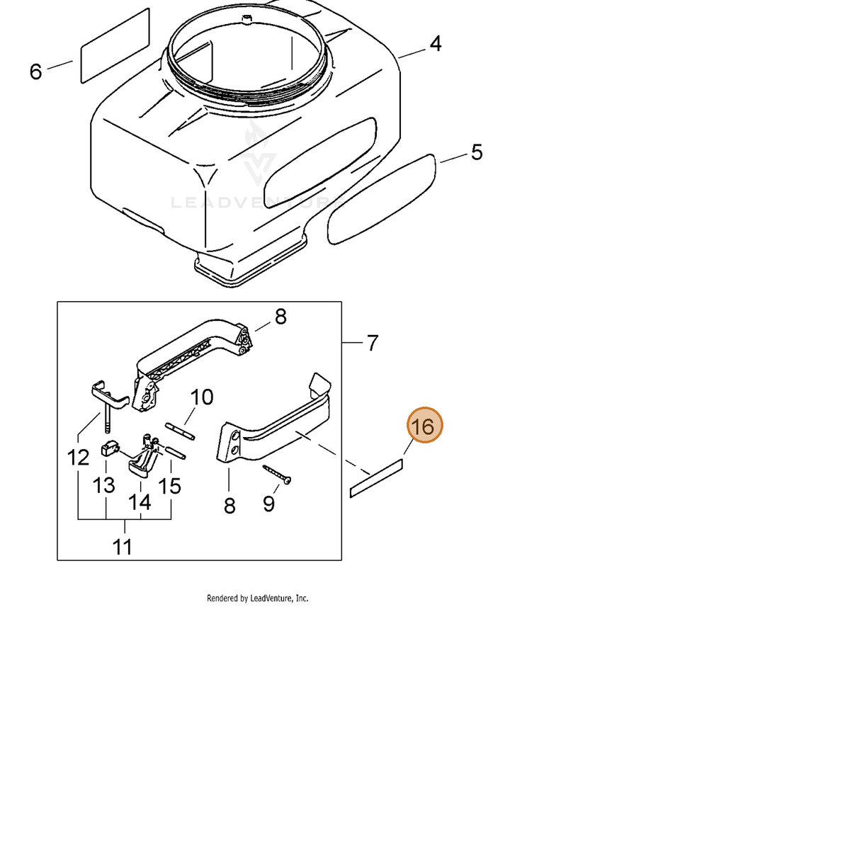ECHO part X503008350 — IPL diagram snippet (6x zoom, amber highlight)