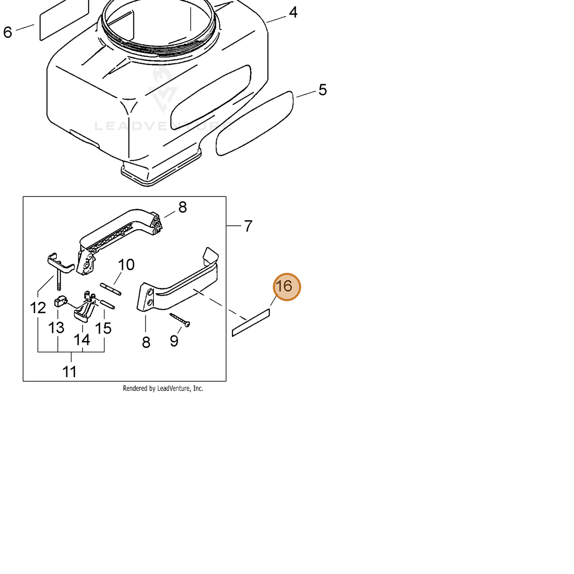 ECHO part X503008360 — IPL diagram snippet (6x zoom, amber highlight)