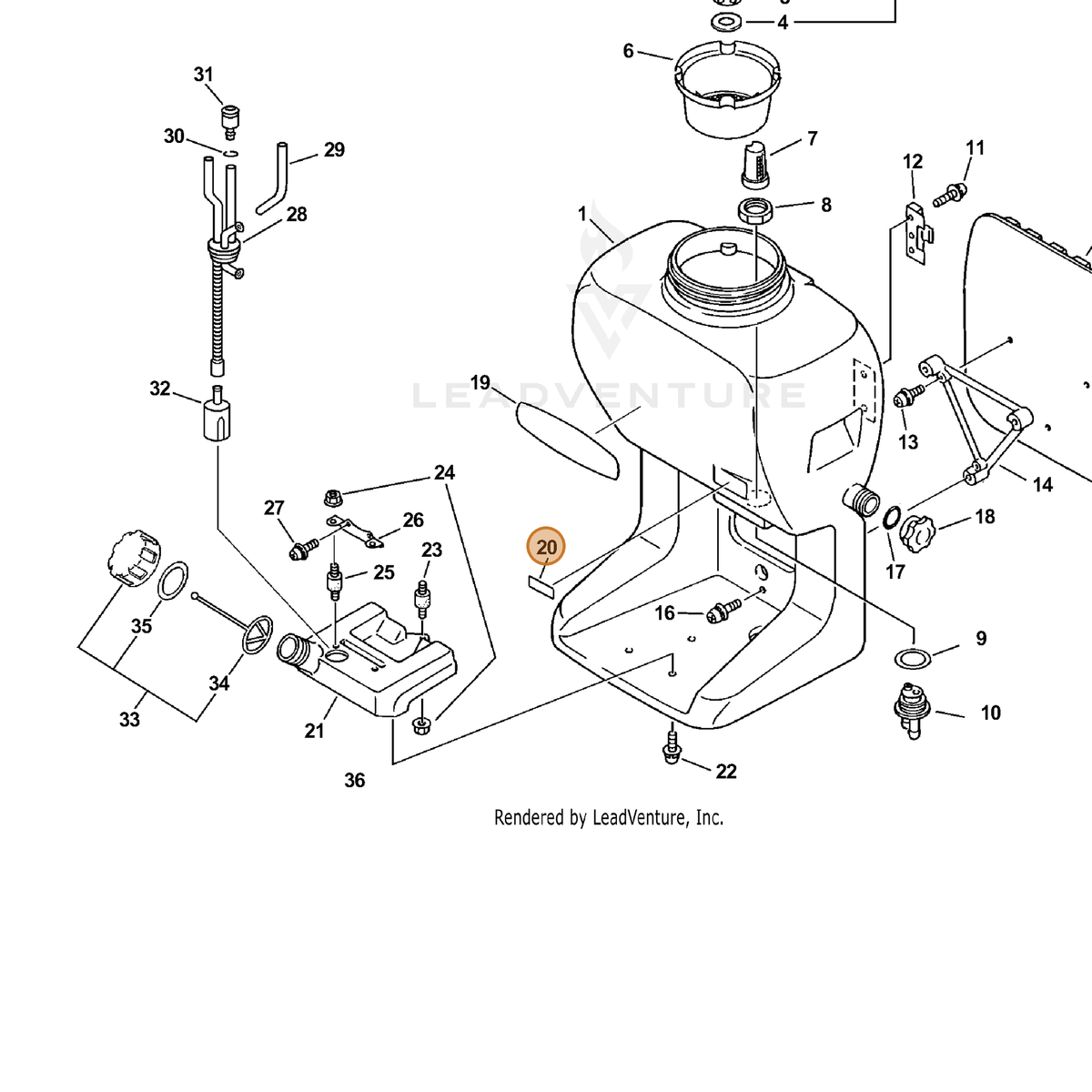 ECHO part X503008420 — IPL diagram snippet (6x zoom, amber highlight)