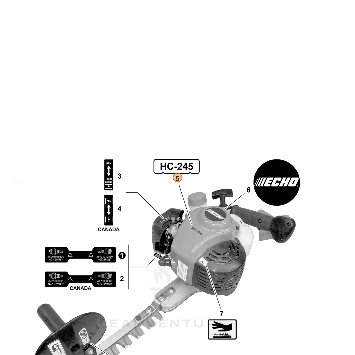 ECHO part X503008630 — IPL diagram snippet (6x zoom, amber highlight)