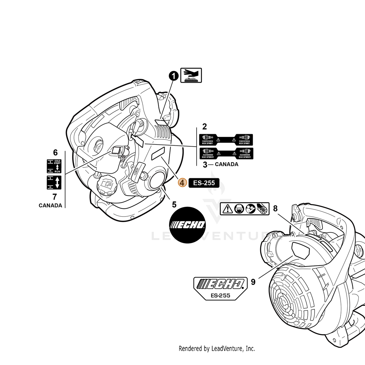 ECHO part X503008760 — IPL diagram snippet (6x zoom, amber highlight)