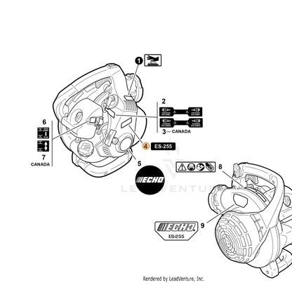 ECHO part X503008760 — IPL diagram snippet (6x zoom, amber highlight)