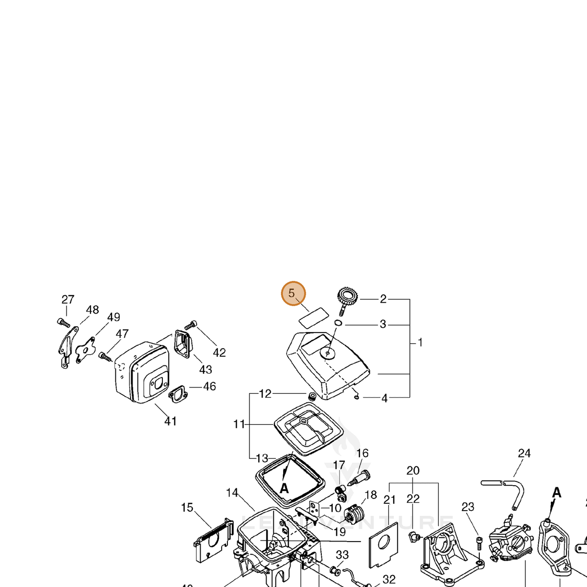 ECHO part X503009160 — IPL diagram snippet (6x zoom, amber highlight)