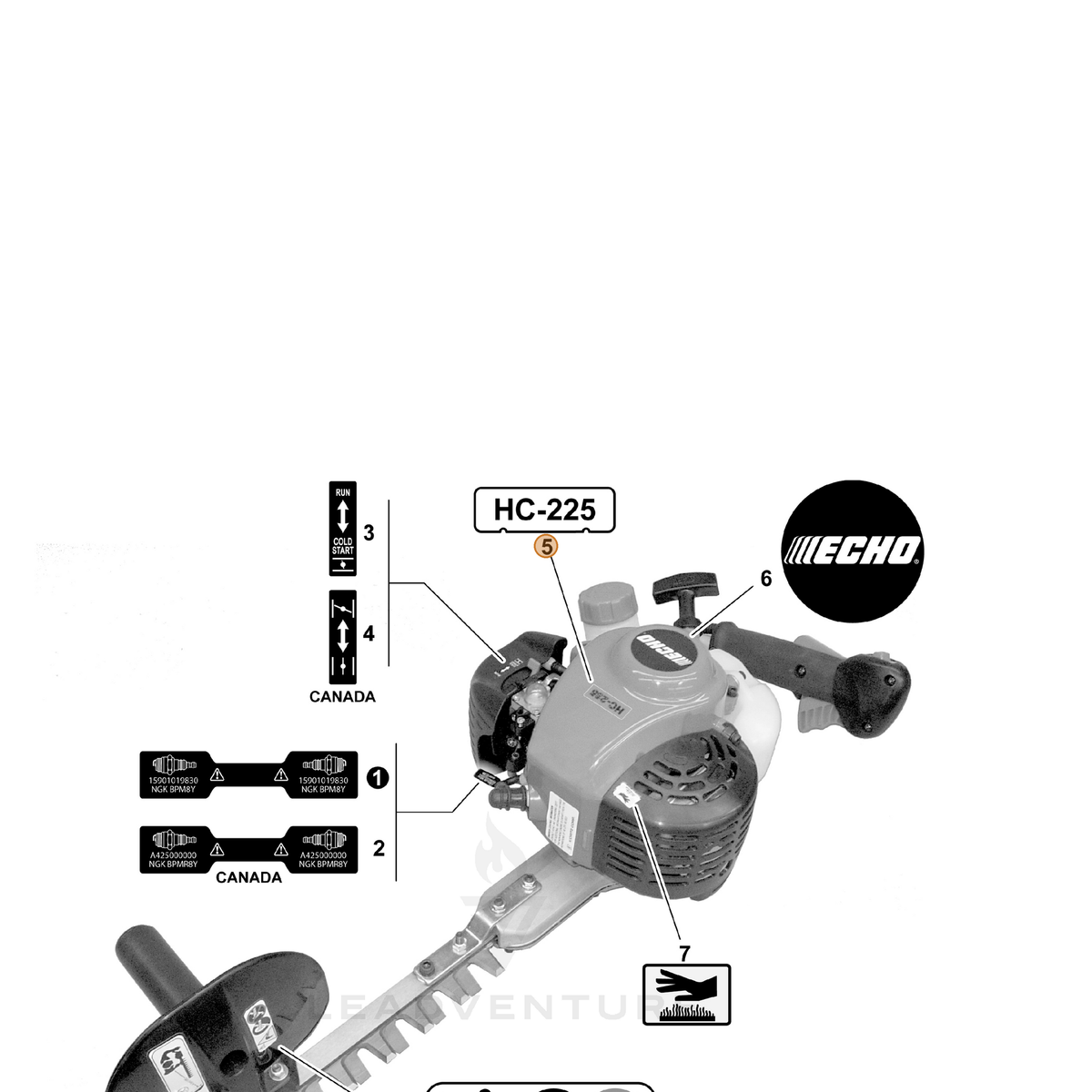 ECHO part X503009190 — IPL diagram snippet (6x zoom, amber highlight)