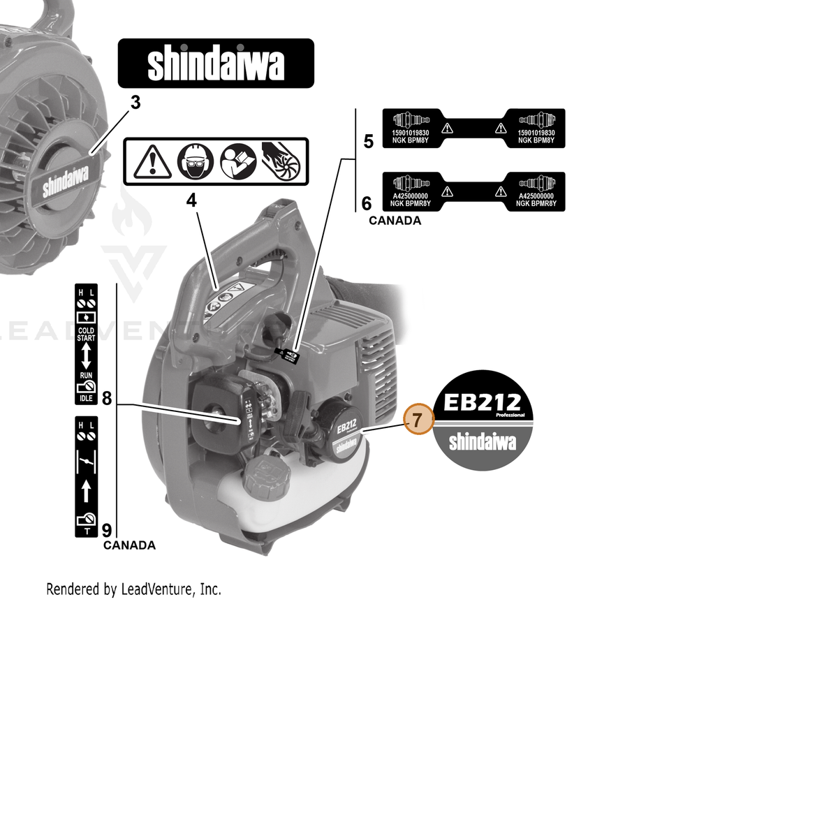 ECHO part X503009340 — IPL diagram snippet (6x zoom, amber highlight)