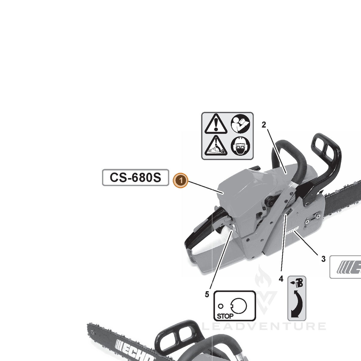 ECHO part X503009351 — IPL diagram snippet (6x zoom, amber highlight)