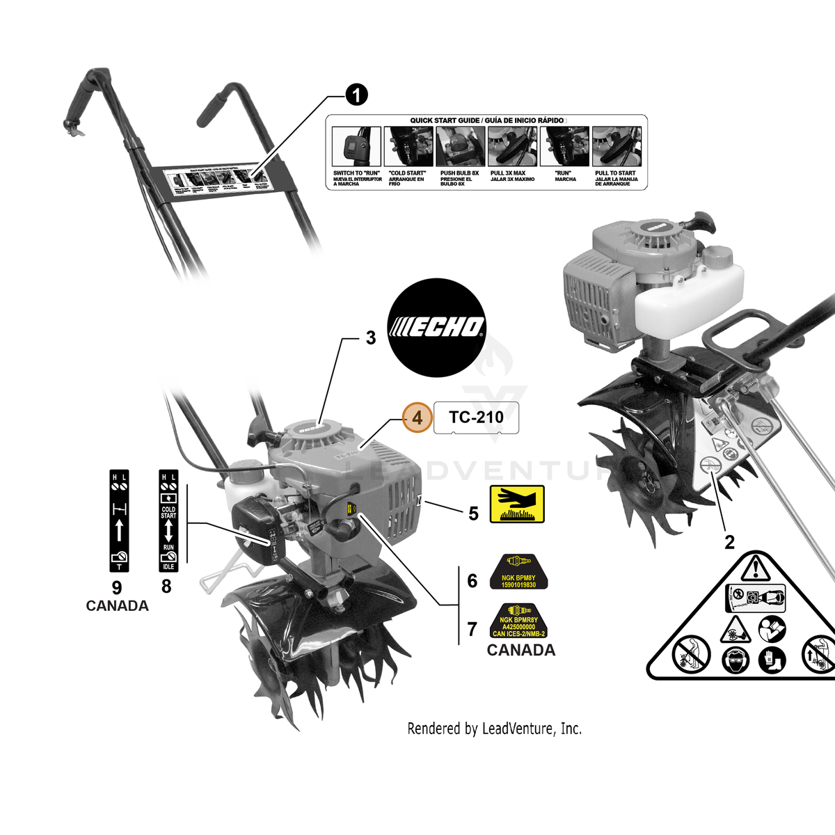 ECHO part X503009530 — IPL diagram snippet (6x zoom, amber highlight)