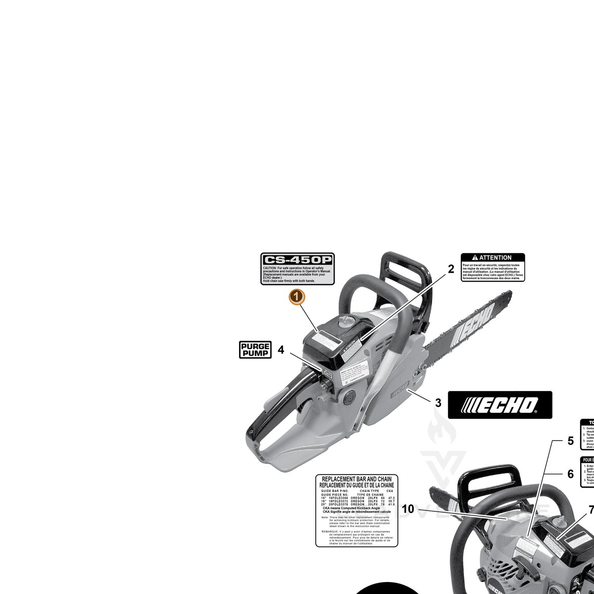 ECHO part X503009740 — IPL diagram snippet (6x zoom, amber highlight)