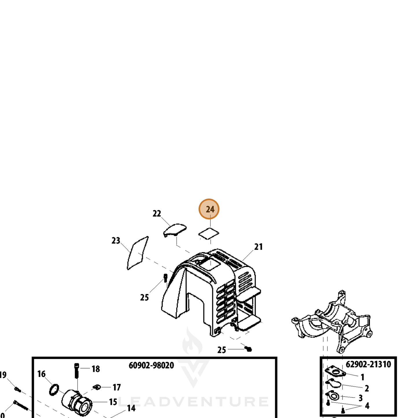 Echo part X503010180 — IPL diagram snippet (6x zoom, amber highlight)