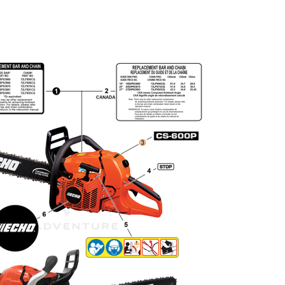 ECHO part X503011250 — IPL diagram snippet (6x zoom, amber highlight)