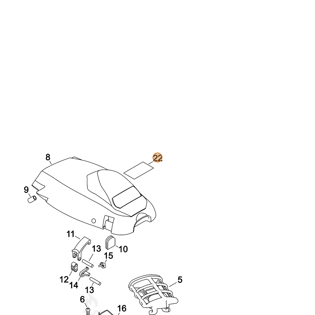 ECHO part X503012160 — IPL diagram snippet (6x zoom, amber highlight)