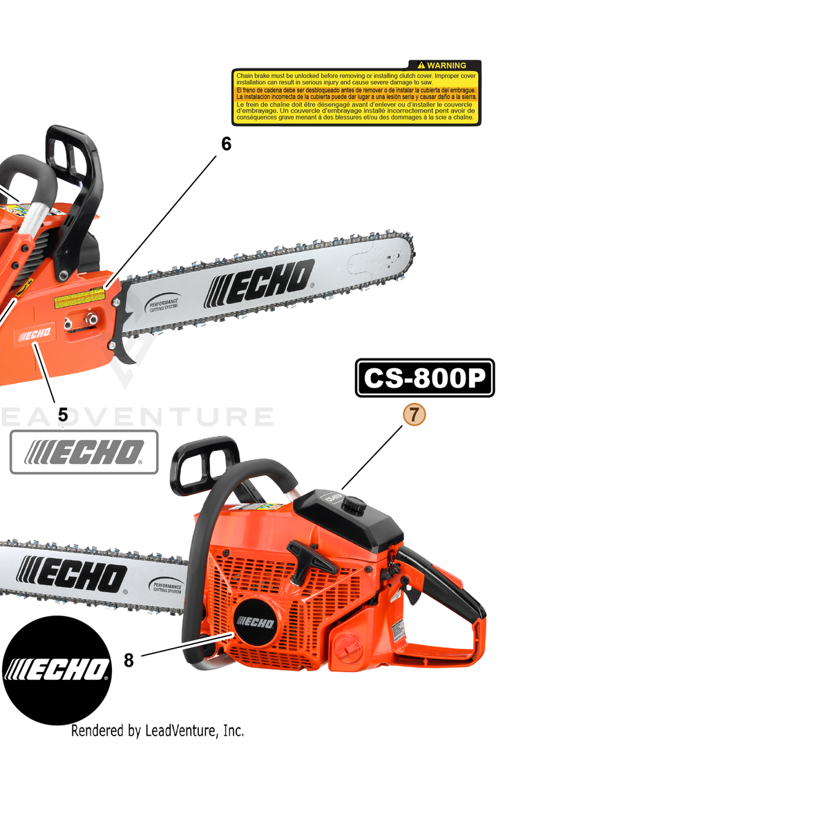 ECHO part X503012770 — IPL diagram snippet (6x zoom, amber highlight)