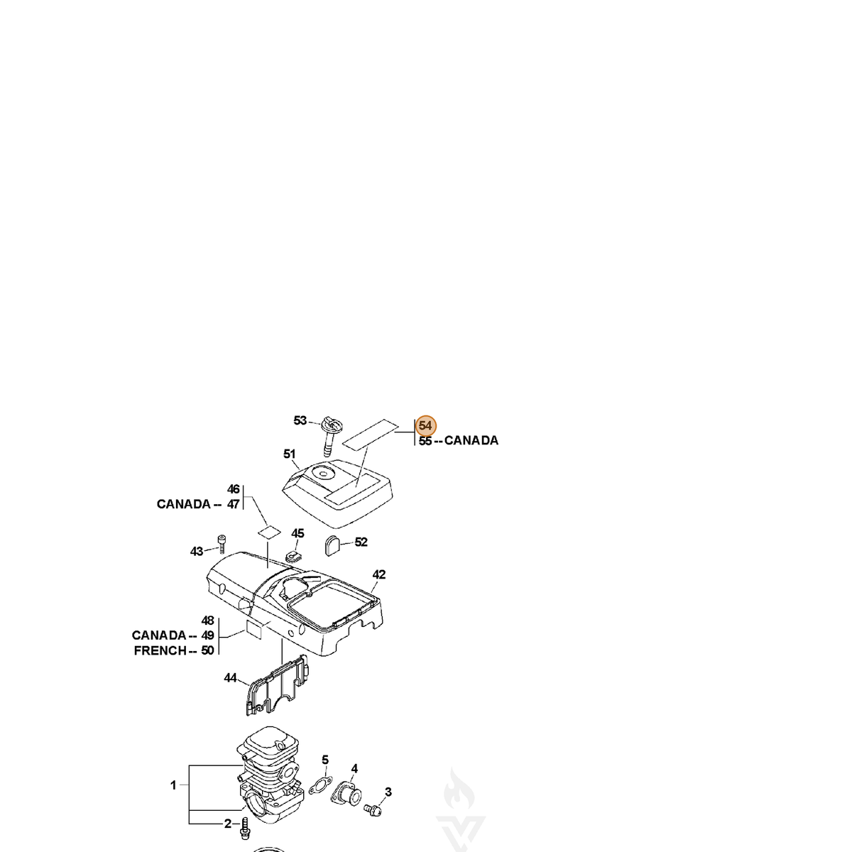 ECHO part X503012830 — IPL diagram snippet (6x zoom, amber highlight)
