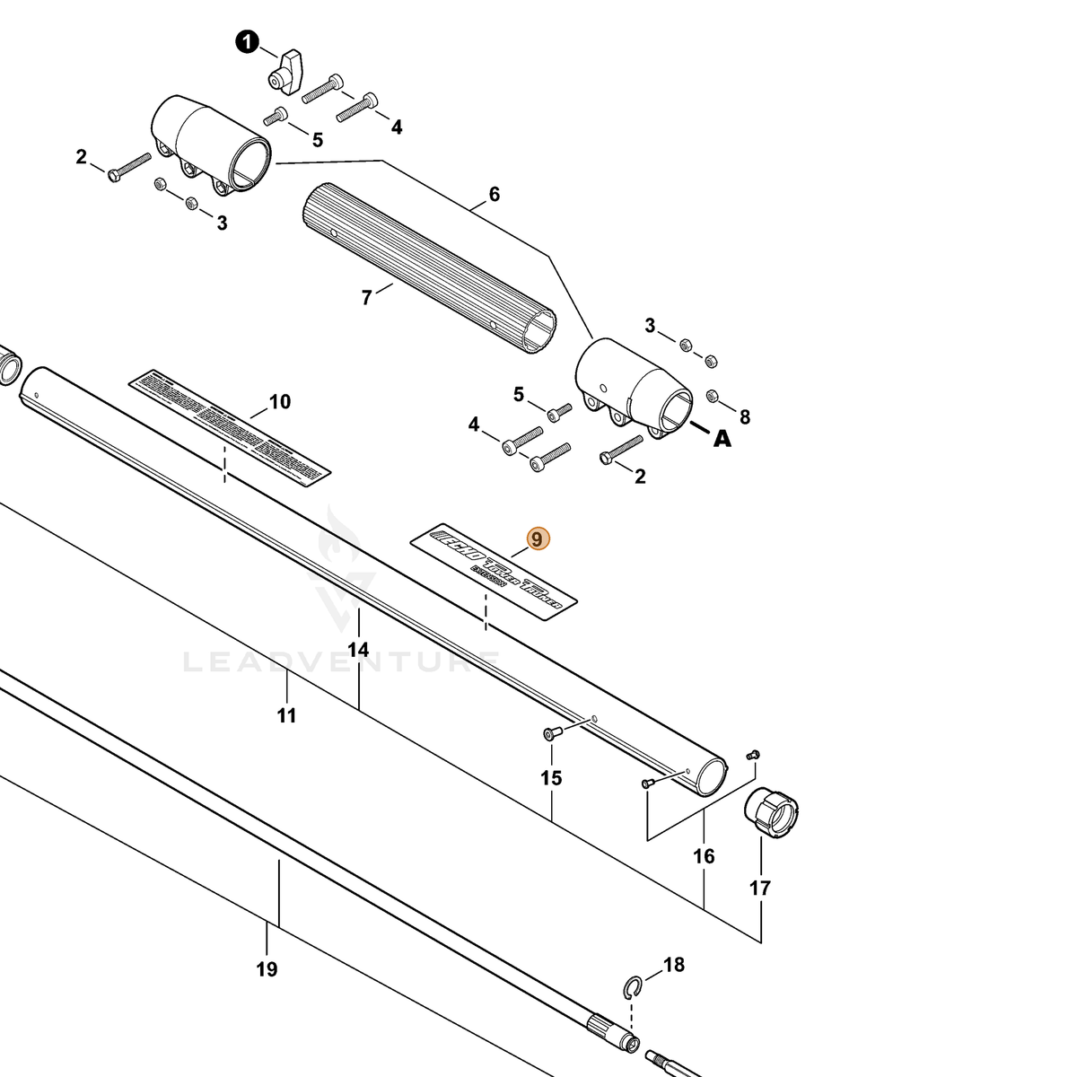 ECHO part X503015150 — IPL diagram snippet (6x zoom, amber highlight)