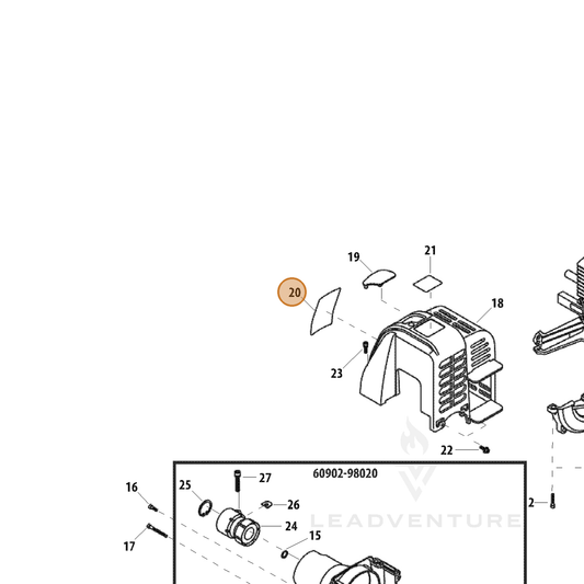 Echo part X504006761 — IPL diagram snippet (6x zoom, amber highlight)