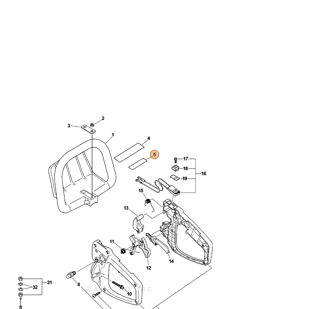 ECHO part X505000290 — IPL diagram snippet (6x zoom, amber highlight)