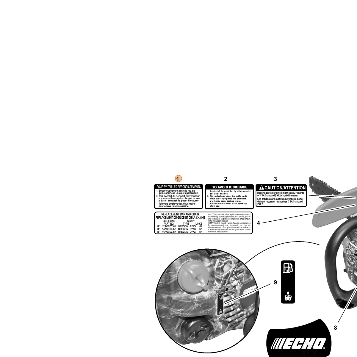 ECHO part X505000460 — IPL diagram snippet (6x zoom, amber highlight)