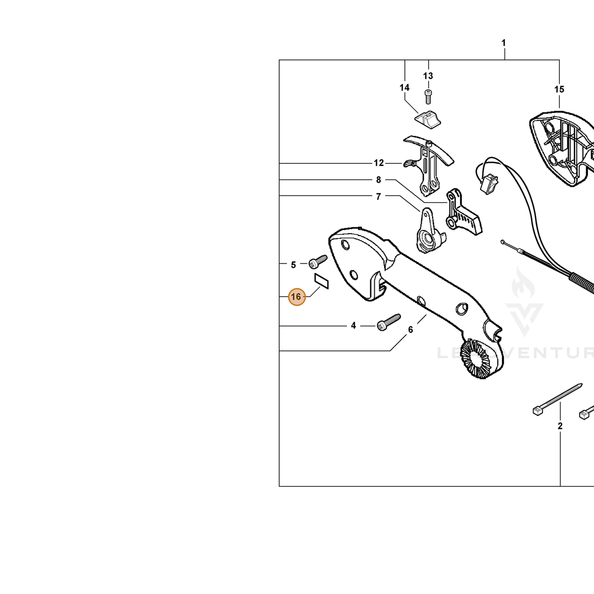 ECHO part X505000950 — IPL diagram snippet (6x zoom, amber highlight)